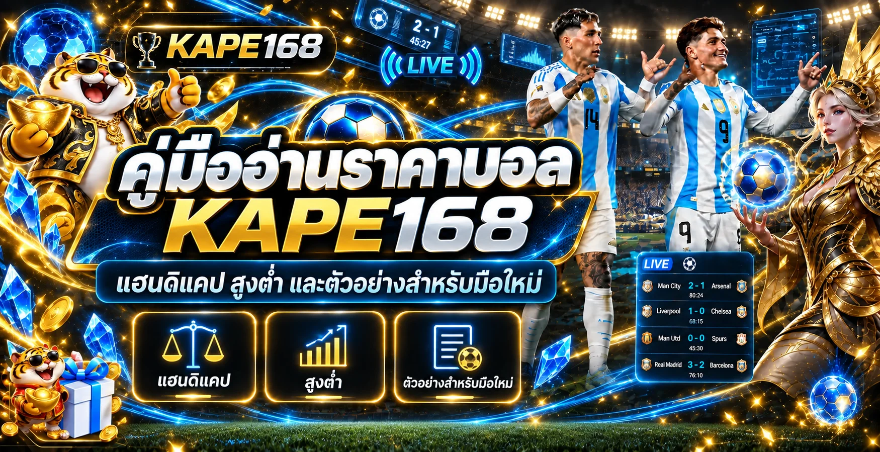 KAPE168 คู่มืออ่านราคาบอล แฮนดิแคป สูงต่ำ